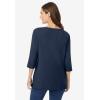 Woman Within Plus Size Perfect Three-Quarter Sleeve Boatneck Tee(Navy)