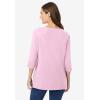 Woman Within Plus Size Perfect Three-Quarter Sleeve Boatneck Tee(Pink)