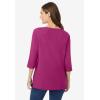 Woman Within Plus Size Perfect Three-Quarter Sleeve Boatneck Tee(Raspberry)