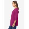 Woman Within Plus Size Perfect Three-Quarter Sleeve Boatneck Tee(Raspberry)