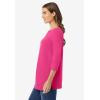 Woman Within Plus Size Perfect Three-Quarter Sleeve Boatneck Tee(Raspberry Sorbet)