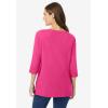 Woman Within Plus Size Perfect Three-Quarter Sleeve Boatneck Tee(Raspberry Sorbet)