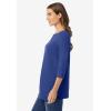 Woman Within Plus Size Perfect Three-Quarter Sleeve Boatneck Tee(Ultra Blue)