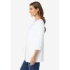 Woman Within Plus Size Perfect Three-Quarter Sleeve Boatneck Tee(White)
