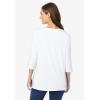 Woman Within Plus Size Perfect Three-Quarter Sleeve Boatneck Tee(White)