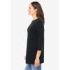 Woman Within Plus Size Perfect Three-Quarter Sleeve Crewneck Tee(Black)