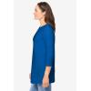Woman Within Plus Size Perfect Three-Quarter Sleeve Crewneck Tee(Bright Cobalt)
