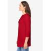 Woman Within Plus Size Perfect Three-Quarter Sleeve Crewneck Tee(Classic Red)
