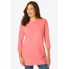 Woman Within Plus Size Perfect Three-Quarter Sleeve Crewneck Tee(Classic Red)