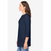 Woman Within Plus Size Perfect Three-Quarter Sleeve Crewneck Tee(Navy)