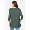 Woman Within Plus Size Perfect Three-Quarter Sleeve Crewneck Tee(Pine)