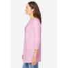 Woman Within Plus Size Perfect Three-Quarter Sleeve Crewneck Tee(Pink)