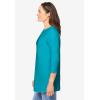 Woman Within Plus Size Perfect Three-Quarter Sleeve Crewneck Tee(Pretty Turquoise)