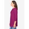 Woman Within Plus Size Perfect Three-Quarter Sleeve Crewneck Tee(Raspberry)
