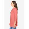 Woman Within Plus Size Perfect Three-Quarter Sleeve Crewneck Tee(Sweet Coral)