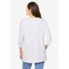 Woman Within Plus Size Perfect Three-Quarter Sleeve Crewneck Tee(White)
