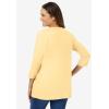 Woman Within Plus Size Perfect Three-Quarter Sleeve V-Neck Tee (Petite Available)(Banana)