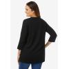 Woman Within Plus Size Perfect Three-Quarter Sleeve V-Neck Tee (Petite Available)(Black)