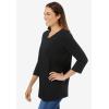 Woman Within Plus Size Perfect Three-Quarter Sleeve V-Neck Tee (Petite Available)(Black)