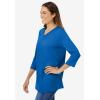 Woman Within Plus Size Perfect Three-Quarter Sleeve V-Neck Tee (Petite Available)(Bright Cobalt)