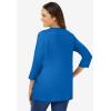 Woman Within Plus Size Perfect Three-Quarter Sleeve V-Neck Tee (Petite Available)(Bright Cobalt)