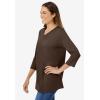 Woman Within Plus Size Perfect Three-Quarter Sleeve V-Neck Tee (Petite Available)(Chocolate)