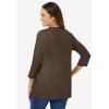 Woman Within Plus Size Perfect Three-Quarter Sleeve V-Neck Tee (Petite Available)(Chocolate)