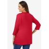 Woman Within Plus Size Perfect Three-Quarter Sleeve V-Neck Tee (Petite Available)(Classic Red)