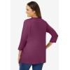 Woman Within Plus Size Perfect Three-Quarter Sleeve V-Neck Tee (Petite Available)(Deep Claret)