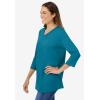 Woman Within Plus Size Perfect Three-Quarter Sleeve V-Neck Tee (Petite Available)(Deep Teal)