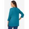 Woman Within Plus Size Perfect Three-Quarter Sleeve V-Neck Tee (Petite Available)(Deep Teal)