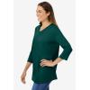 Woman Within Plus Size Perfect Three-Quarter Sleeve V-Neck Tee (Petite Available)(Emerald Green)