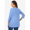 Woman Within Plus Size Perfect Three-Quarter Sleeve V-Neck Tee (Petite Available)(French Blue)