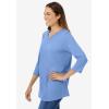 Woman Within Plus Size Perfect Three-Quarter Sleeve V-Neck Tee (Petite Available)(French Blue)