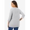 Woman Within Plus Size Perfect Three-Quarter Sleeve V-Neck Tee (Petite Available)(Heather Grey)