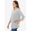 Woman Within Plus Size Perfect Three-Quarter Sleeve V-Neck Tee (Petite Available)(Heather Grey)