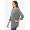 Woman Within Plus Size Perfect Three-Quarter Sleeve V-Neck Tee (Petite Available)(Medium Heather Grey)