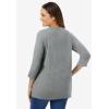 Woman Within Plus Size Perfect Three-Quarter Sleeve V-Neck Tee (Petite Available)(Medium Heather Grey)