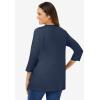 Woman Within Plus Size Perfect Three-Quarter Sleeve V-Neck Tee (Petite Available)(Navy)