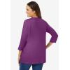 Woman Within Plus Size Perfect Three-Quarter Sleeve V-Neck Tee (Petite Available)(Plum Purple)