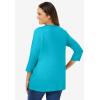 Woman Within Plus Size Perfect Three-Quarter Sleeve V-Neck Tee (Petite Available)(Pretty Turquoise)