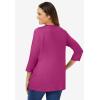 Woman Within Plus Size Perfect Three-Quarter Sleeve V-Neck Tee (Petite Available)(Raspberry)