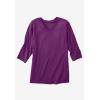Woman Within Plus Size Perfect Three-Quarter Sleeve V-Neck Tee (Petite Available)(Raspberry)