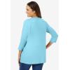 Woman Within Plus Size Perfect Three-Quarter Sleeve V-Neck Tee (Petite Available)(Seamist Blue)