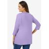 Woman Within Plus Size Perfect Three-Quarter Sleeve V-Neck Tee (Petite Available)(Soft Iris)