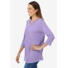 Woman Within Plus Size Perfect Three-Quarter Sleeve V-Neck Tee (Petite Available)(Soft Iris)
