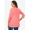Woman Within Plus Size Perfect Three-Quarter Sleeve V-Neck Tee (Petite Available)(Sweet Coral)