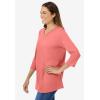 Woman Within Plus Size Perfect Three-Quarter Sleeve V-Neck Tee (Petite Available)(Sweet Coral)