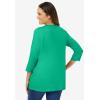 Woman Within Plus Size Perfect Three-Quarter Sleeve V-Neck Tee (Petite Available)(Tropical Emerald)