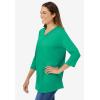 Woman Within Plus Size Perfect Three-Quarter Sleeve V-Neck Tee (Petite Available)(Tropical Emerald)